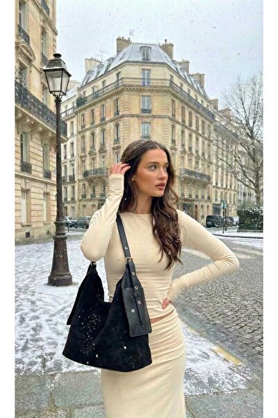 LAGRANZE Geantă de umăr din piele naturală cu textura moale