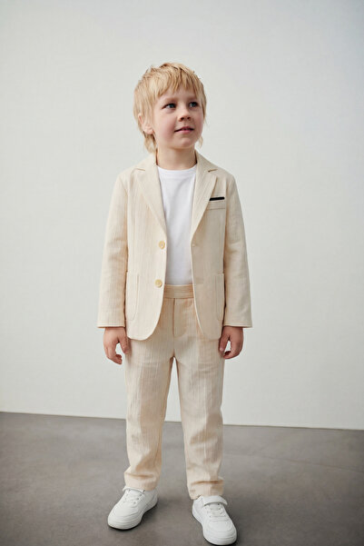 Magu Set de pantaloni și tricou pentru băieți, cu dungi ecru