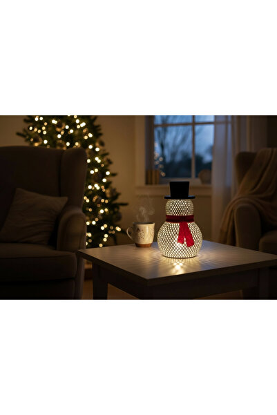 DECOROMA Işıklı Kardan Adam LED Mumlu Dekor Objesi