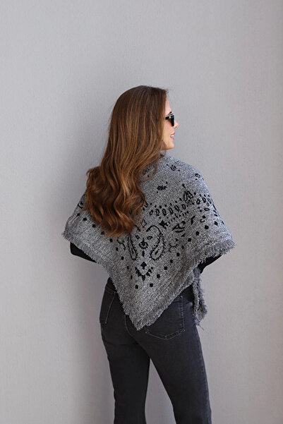 Purple by Banu Gray Patterned Shawl