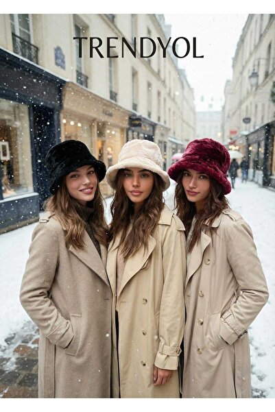 LAGRANZE طقم قبعات دلو من القطيفة للنساء مكون من 3 قطع