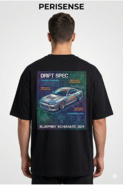 YRN COLLECTION Tricou unisex oversize din bumbac pieptănat premium, cu imprim...