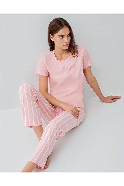 Pierre Cardin Women's Short Sleeve Pajama Set – 50% Modal 50% Cotton, Striped...