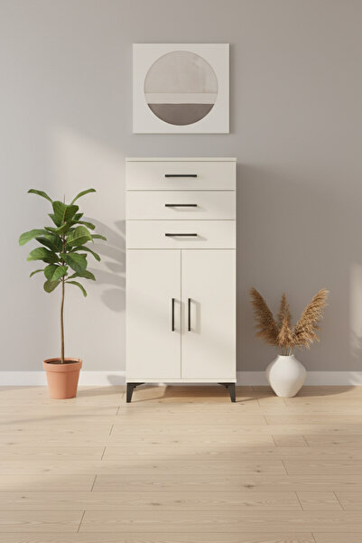 EnTrendMobilya Silva Dolap: 2 Kapaklı, 3 Çekmeceli, Aytaşı Şıklığı - 60x30x134cm