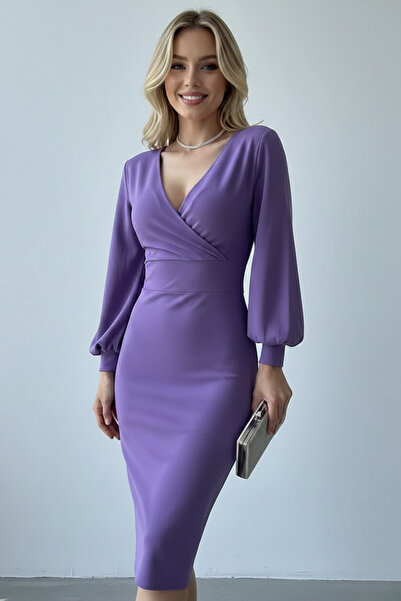 İntive Lingerie Women's Double-Breasted Cut Cuffed Balloon Sleeve Stylish Cre...