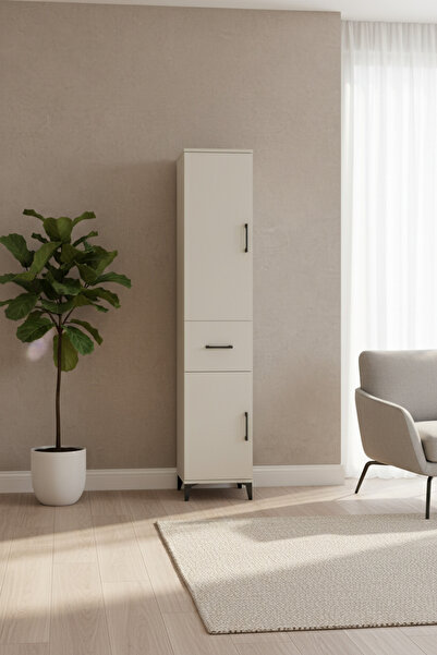 EnTrendMobilya Luna Dolap 4 Raflı Tek Çekmeceli 2 Kapaklı 44x44x221 Aytaşı
