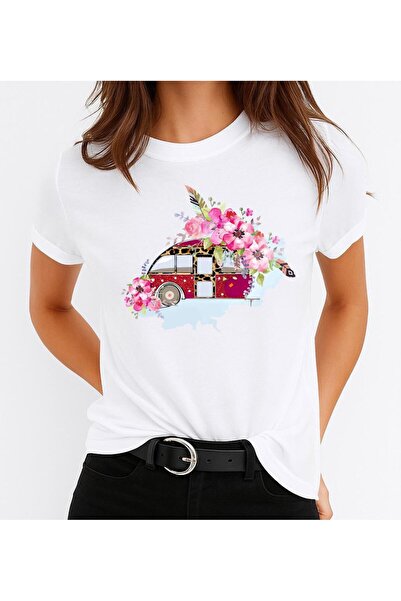 OEM Tricou Dama Bumbac Caravana cu Flori