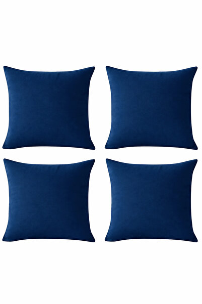 De'Vor Midnight Blue Throw Pillow Cover Set of 4 - Hidden Zipper - Velvet Tex...
