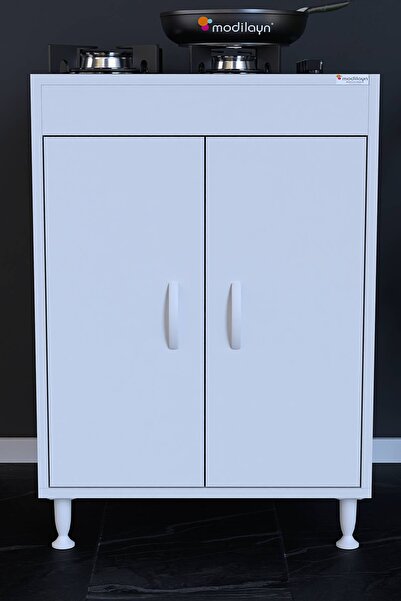 Lina Vella Home Orkide 60 cm Gömme Ocak Uyumlu 2 Kapaklı Mutfak Dolabı 60x85x56