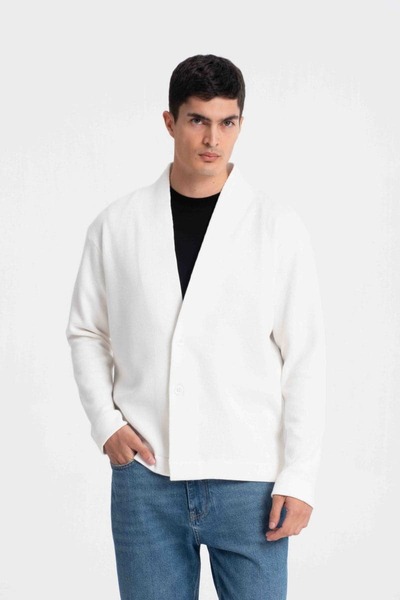 uppstairs Buttoned Thessaloniki White Men's Cardigan 9584