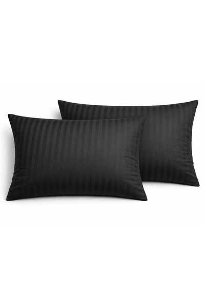 miruza ev tekstil 100% Cotton Satin 2-Piece Black Pillowcase 50*70