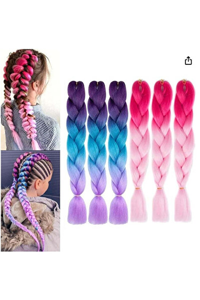 Mane Attraction مجموعة من 6 قطع من الشعر الصناعي المضفر جامبو بطول 24 بوصة، ب...