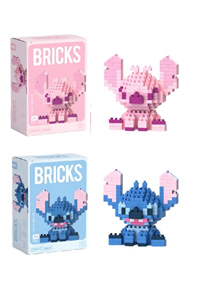 DEK BRICKS Premium Seri Yeni Stil Stitch & Angel 2'li Set Yapı Blokları Otura...