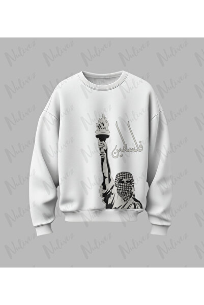 Nulivez Palestine Design Printed High Quality Unisex Oversized O Neck Sweatshirt