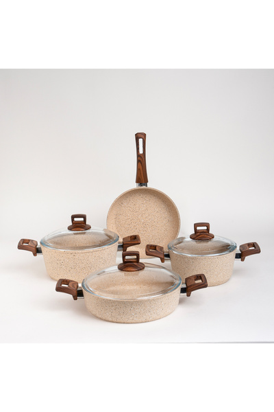 Alberto 7 piece brown granite cookware set