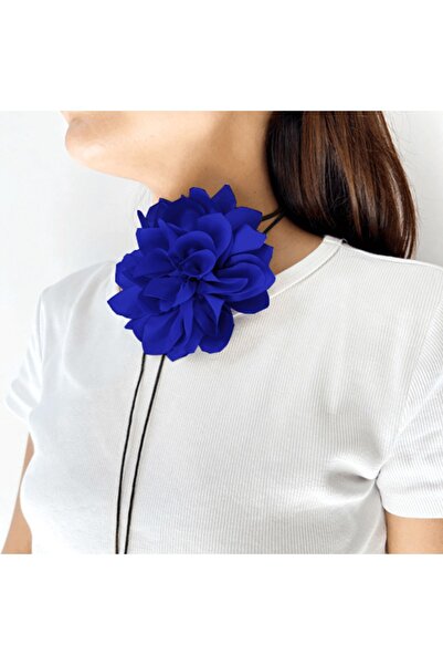 Shiklik قلادة كبيرة على شكل زهرة - قلادة نسائية بتفاصيل وردة من الساتان