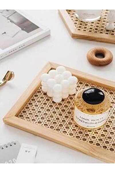 metre dizayn Ahşap Hazeran Tepsi, Sunum Tepsisi, Dekoratif Kutu, Rattan Sunumluk