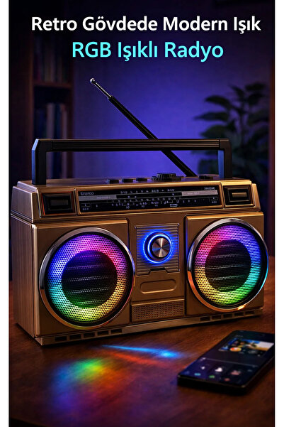 FaroxTech Retro Tasarımda Canlı RGB Işık Efektleri: Disko Modlu Taşınabilir B...