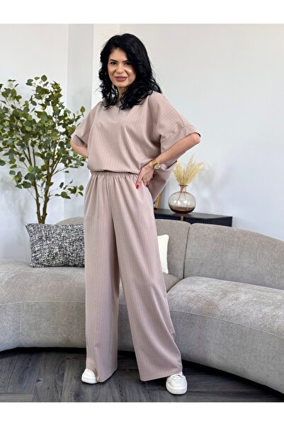 RAMONA BADESCU EXCLUSIVE Casual blue set with oversized blouse and wide pants