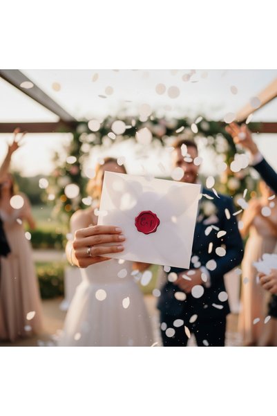 Armada 500 Sheets,10 Envelopes, White Hydrangea Rose Petal Bridal Confetti,10 Pcs 3D Seal-Looking Burgundy Sticker