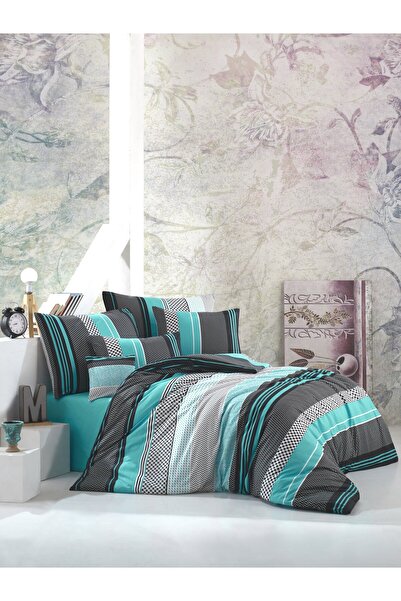 NazeninHome Ranforce 100% Cotton Single Duvet Cover Set Zigo |   With Sheets