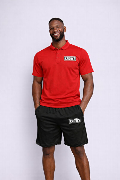 NOFLEN Men's Knows Printed Polo Neck Shorts Set