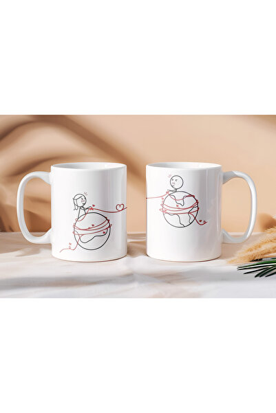 Beramussa Two Mugs – Couple Design Mugs Connected to the World – Gift for Lovers