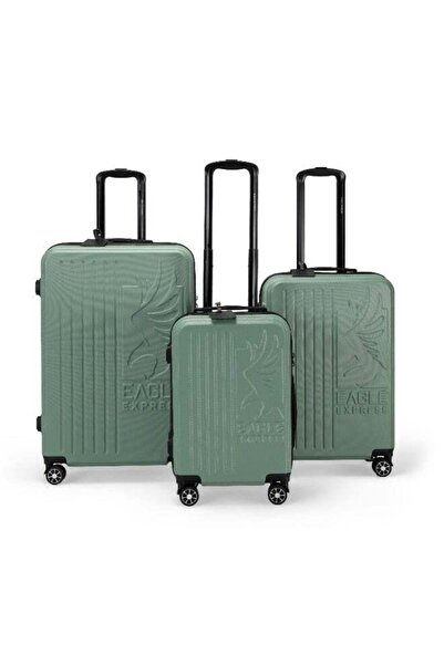 EAGLE EXPRESS طقم حقائب سفر فاخرة مكون من 3 قطع بعجلات صلبة - شاي أخضر