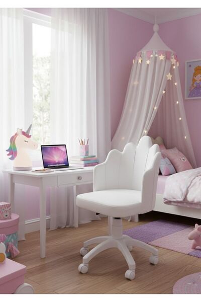 ŞAH SANDALYE PRİNCESS MODEL BEYAZ AYAKLI BABYFACE SİLİNEBİLİR KUMAŞ ÇALIŞMA S...