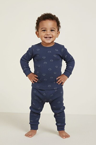 Fuar Baby طقم بيجامة للأولاد الصغار مصنوع من القطن بنسبة 100% باللون الأزرق ا...