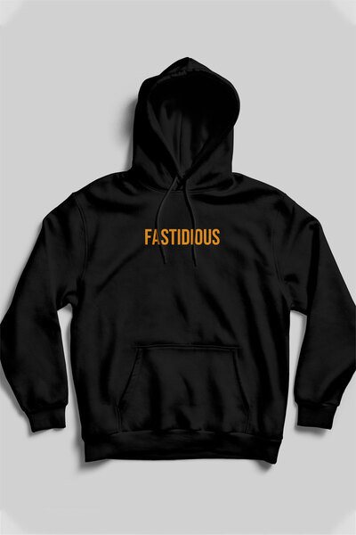 Cool mans Fastidious Unisex Siyah Hoodie - Özel Tasarım Yin Yang Baskılı 3 İplik Şardonlu Kapüşonlu Sweatshirt