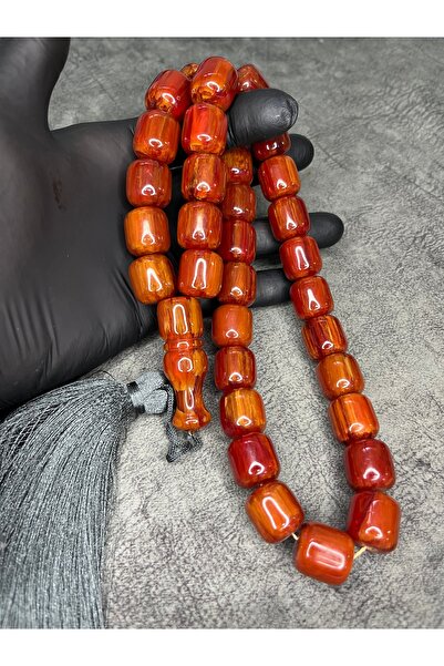 Mos Tespih Giant Size High-End Moire Thread Tassel Tightened Amber Prayer Beads