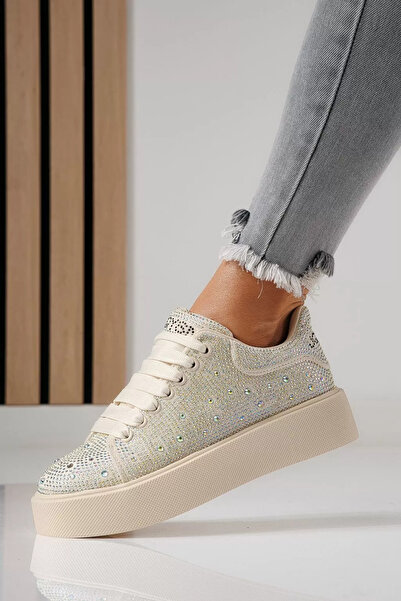 Zaira Adidasi dama bej din material textil Ellania #24091 - 40