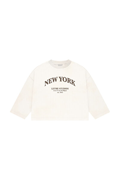 lethestudios Tricou de bază cu mânecă lungă și imprimeu New York