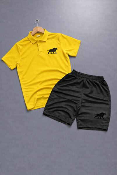 NOFLEN Polo Yaka Boğa Printed 2-Piece Shorts Set