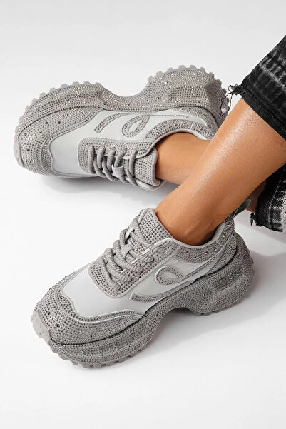 Zaira Γυναικεία γκρι πάνινα παπούτσια από οικολογικό δέρμα σουέτ Ioana #24112...