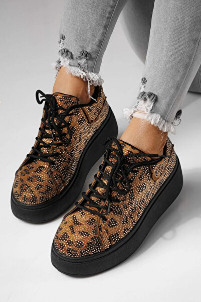 Zaira Women's leopard sneakers made of textile material Bianca #24053 - 40