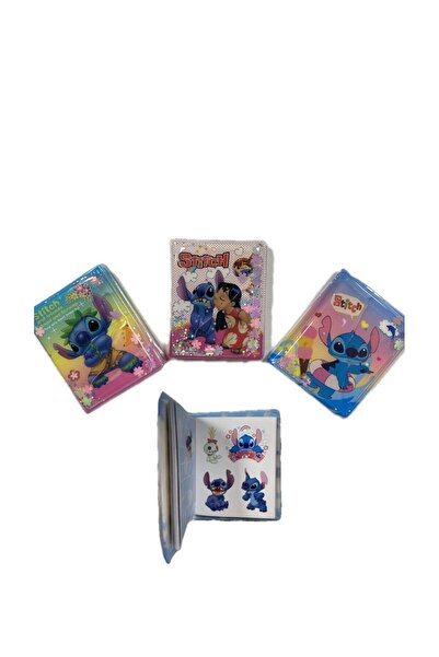 pialbatro 3 ADET STITCH STICKER SULU KAPAKLI DEFTER, ÇIKARTMA DEFTERİ