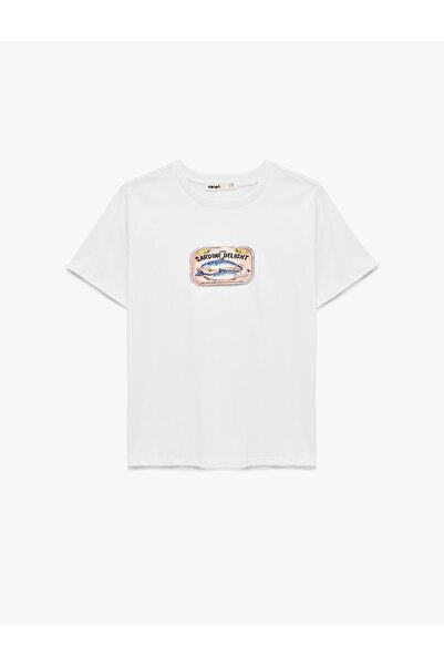 Koton Regular Fit Short Sleeve Cotton Crew Neck Printed T-Shirt