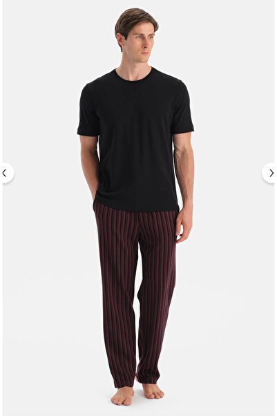 Dagi Men'S, Burgundy with Black Stripes, Comfort, Woven Pajama Bottoms/ Loung...
