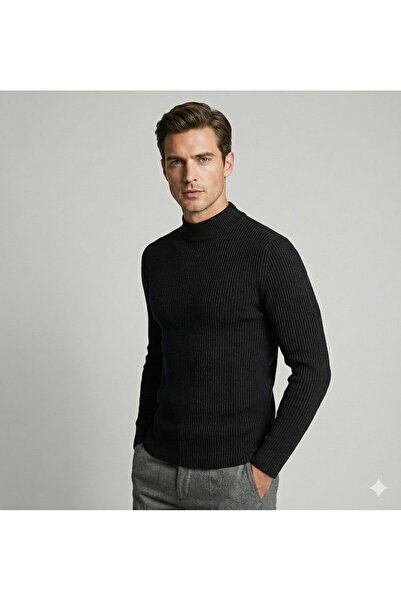sufyy Men's Corded Fabric Turtleneck Sweater