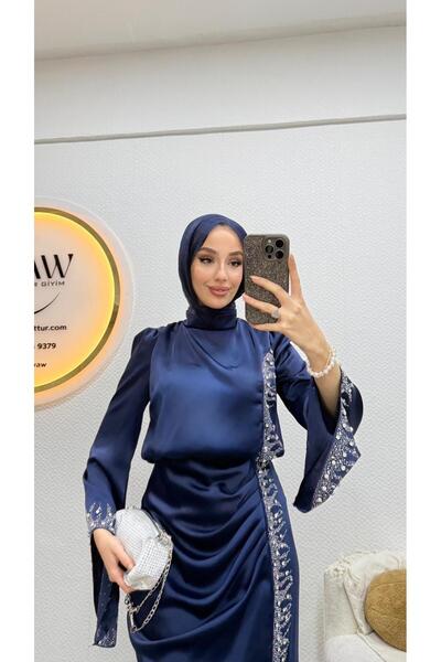 waw tesettür Taş İşlemeli Yeni Sezon Abiye