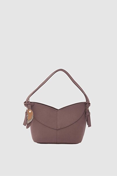 Shule Bags Low Asimetrik Süet Çapraz Çanta Kahve