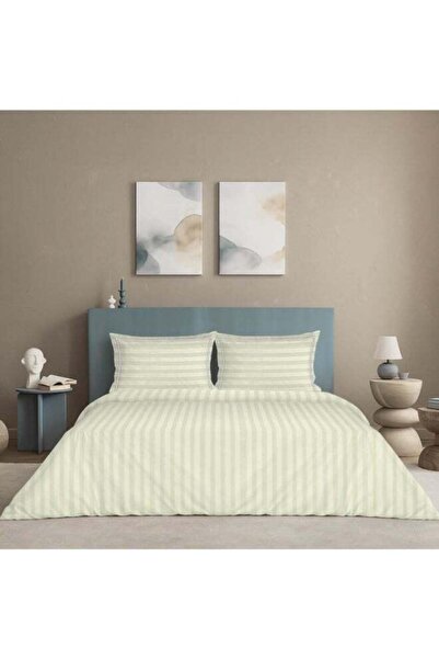 MULBERRY LIVING 100% Cotton -300 TC Elysian Stripes California King Duvet Cov...