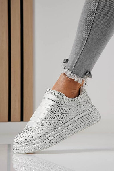 Zaira Adidasi dama albi din piele ecologica intoarsa Iris #24115 - 40