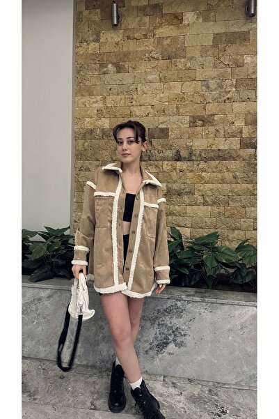 STİLPİX kadın Bej kürk Detay Cepli Ceket | Woman