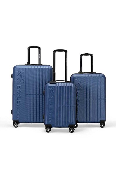 EAGLE EXPRESS Aura 3-Piece Luggage Set (20/24/28 Inch) - Blue - High Impact -...