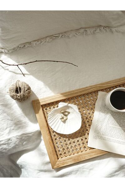 metre dizayn صينية هازيران، صينية العرض، صندوق زخرفي، حامل عرض الروطان Mtr547