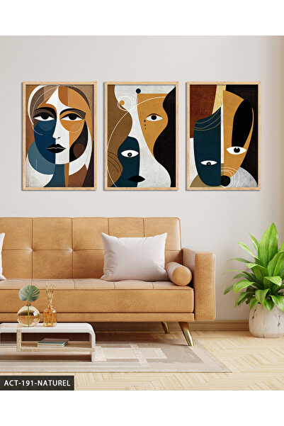 Evinemoda Apstraktna umetnička portretna slika u drvenom okviru, 3 dela