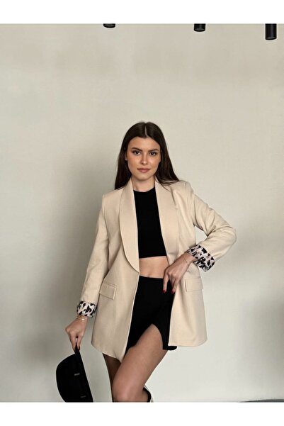 moda çağdaş Λεοπάρ μοτίβο τεμάχια oversized Μπλέιζερ Τζάκετ